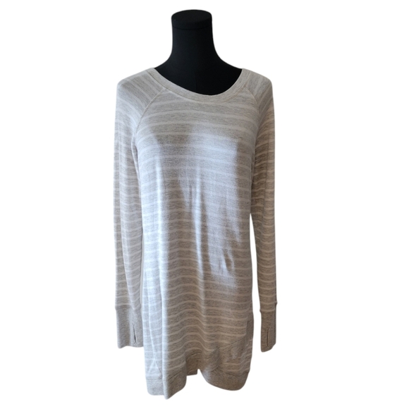 Athleta Dresses & Skirts - Athleta Gray Striped Fleece Mini Dress Size Small